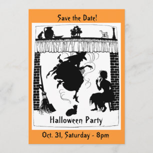 Witchy Kamin-Halloween-Party-Einladung Save The Date
