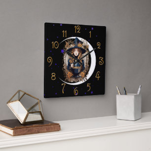 Witchy Kitchen Quadratische Wanduhr