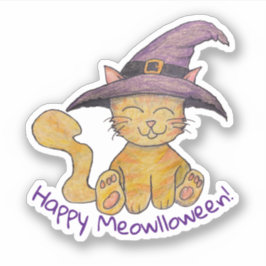 Witchy Kitty Halloween Aufkleber