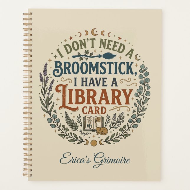 Witchy Librarian Library Card Book Lover Custom Planer (Vorderseite)