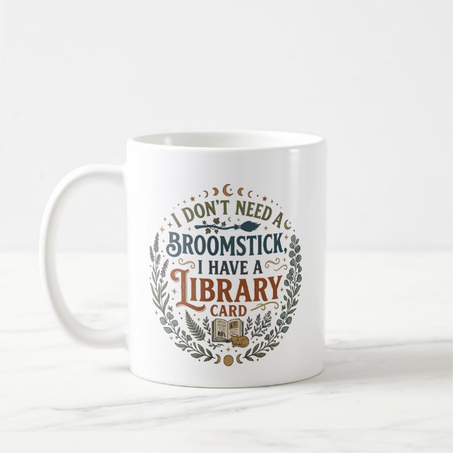 Witchy Librarian Library Card Book Lover Kaffeetasse (Links)