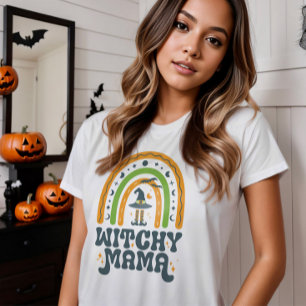 Witchy Mama Mama Mother Rainbow Groovy Halloween T-Shirt