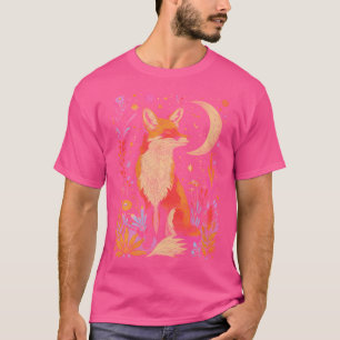 Witchy Moon Cottagecore Floral Fox Ästhetische Kun T-Shirt