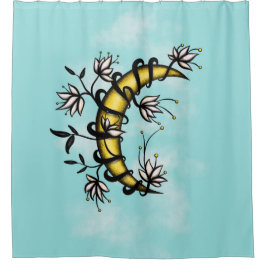 Witchy Moon Floral Boho Art Duschvorhang