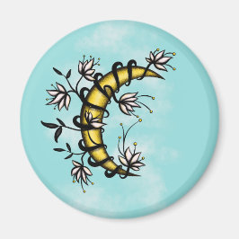 Witchy Moon Floral Boho Art Magnet