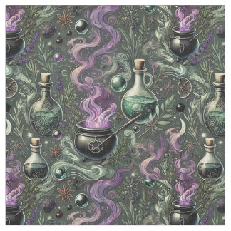 Witchy Pattern-Cauldron und Potion Design Stoff