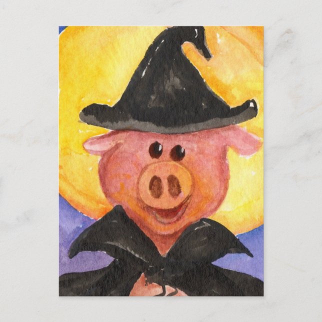 Witchy Pig Postkarte (Vorderseite)