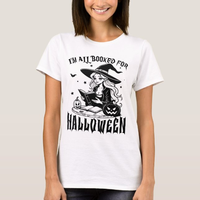 Witchy Reads: Ich bin zu Halloween gebucht T-Shirt (Vorderseite)