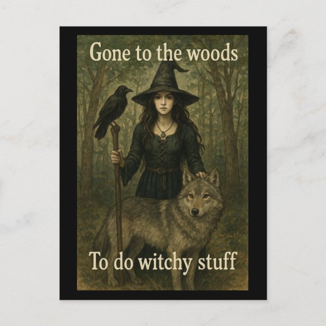 Witchy Stuff Woodland Hexenkarte Postkarte (Vorderseite)