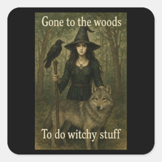 Witchy Stuff Woodland Hexenkleber Quadratischer Aufkleber