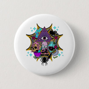 Witchy Vibes and Spiders Button