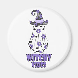 "Witchy Vibes" Halloween Hexenghost Lila Magnet