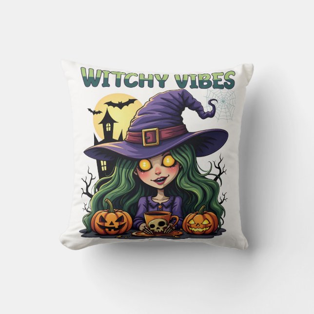 Witchy Vibes mit Pumpkins und Tränen Kissen (Vorderseite)