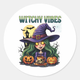 Witchy Vibes mit Pumpkins und Tränen Runder Aufkleber