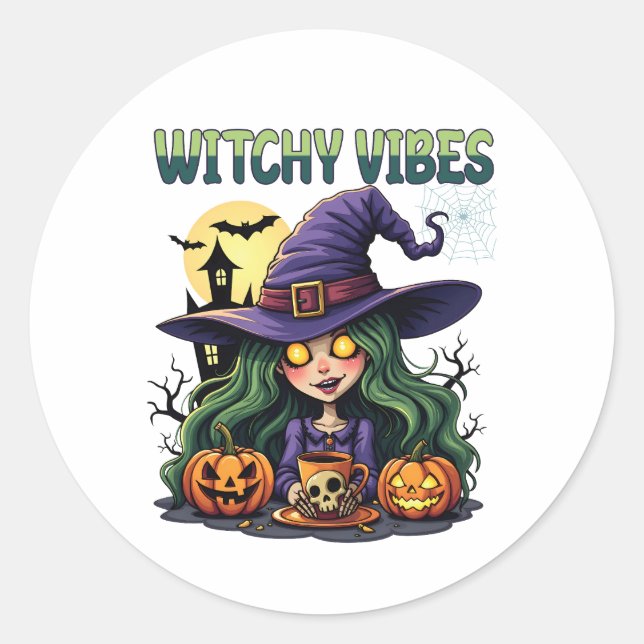 Witchy Vibes mit Pumpkins und Tränen Runder Aufkleber (Vorderseite)