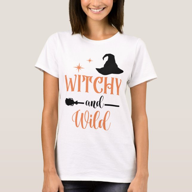 Witchy Wild Broom Halloween Woman Party T-Shirt (Vorderseite)