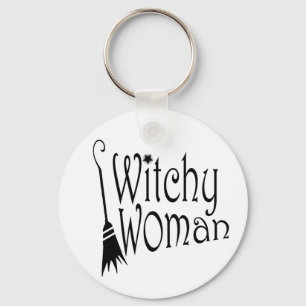 Witchy Woman Halloween Broom Schlüsselanhänger