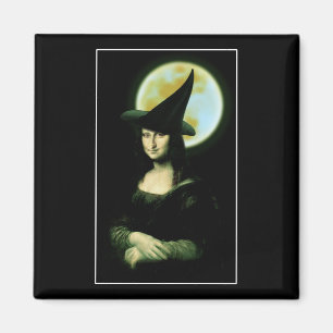 Witchy Woman Mona Lisa Halloween Magnet