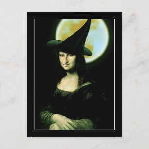 Witchy Woman Mona Lisa Halloween Postkarte