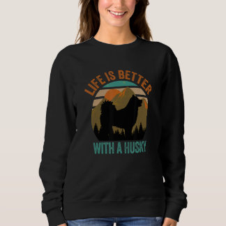 With A Husky Vintage Mountains Dog Sweatshirt