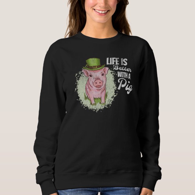 With A Pig Saint Paticks Day Shamrock C Sweatshirt (Vorderseite)
