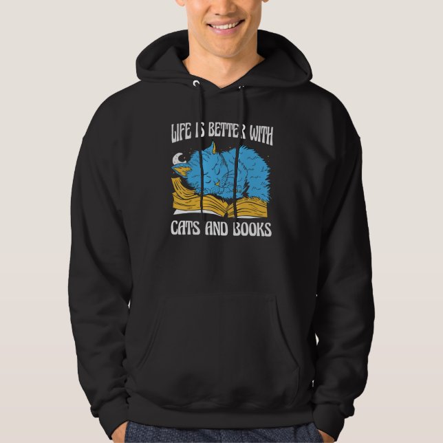 With Cats And Books  Cats Books Hoodie (Vorderseite)