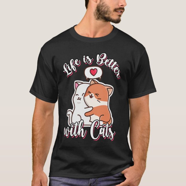 With Cats   Valentine's Day Cute T-Shirt (Vorderseite)
