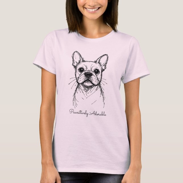 🐶With custom text,  Frenchie Line Muse  T-Shirt (Vorderseite)