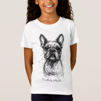 🐶With custom text, Frenchie Scribble Charm  T-Shirt