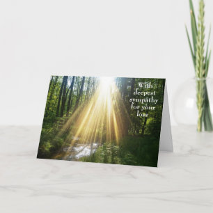 With deepest sympathy - Green Forest and sunrays Karte