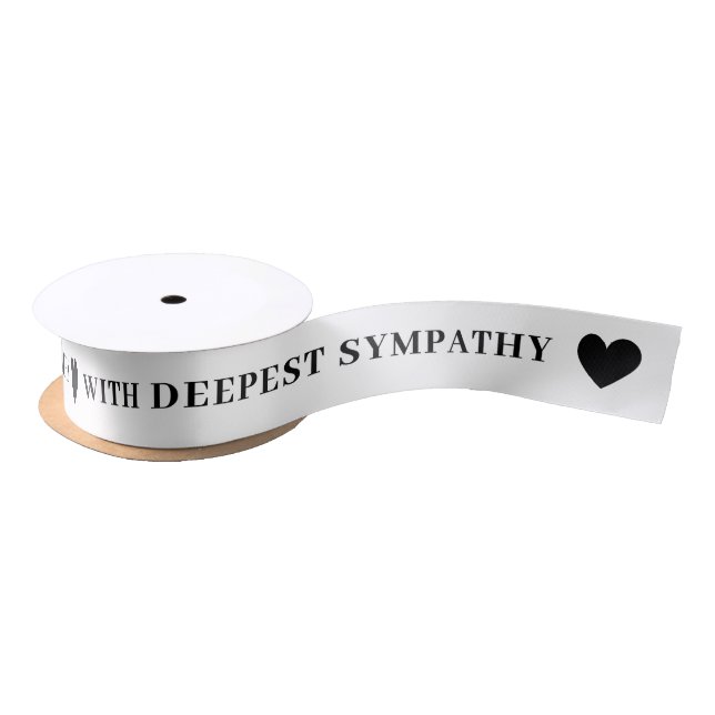 With Deepest Sympathy White Ribbon Satinband (Spule)