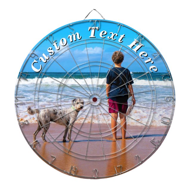 With Dog Photo Dart Board Personalized Text Dartscheibe (vorne)