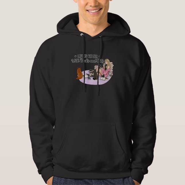 With Edward Gorey Cats and Books  Women Hoodie (Vorderseite)