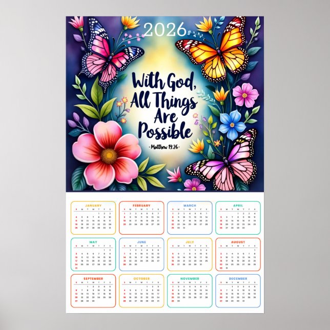 With God, All Things Are Possible 2026 Calendar  Poster (Vorne)