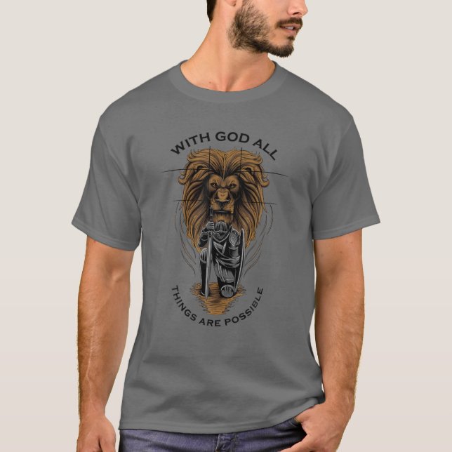 With God All Things Are Possible Christian Scriptu T-Shirt (Vorderseite)
