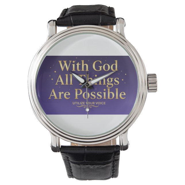 With God All Things Are Possible Christian Watch Armbanduhr (Vorderseite)