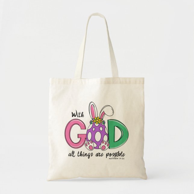 With God All Things Are Possible Easter Tote Bag Tragetasche (Vorne)