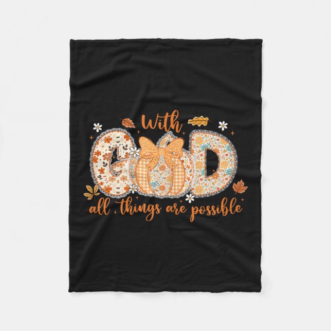 With God All Things Are Ssible Fall Pumpkin Patter Fleecedecke (Vorderseite)
