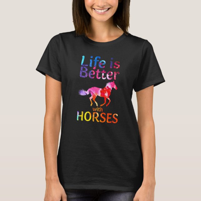 With Horses Cute Horseback Riding Horse T-Shirt (Vorderseite)