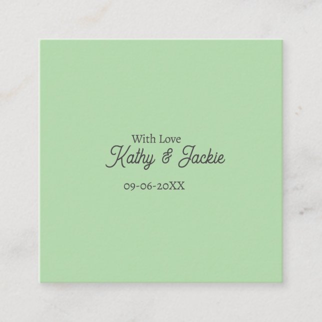 With love add couple name wedding simple minimal  quadratische visitenkarte (Vorderseite)