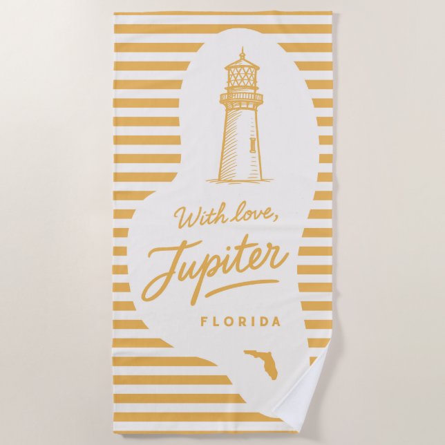 With Love Jupiter Lighthouse Beach Towel Strandtuch (Vorderseite)