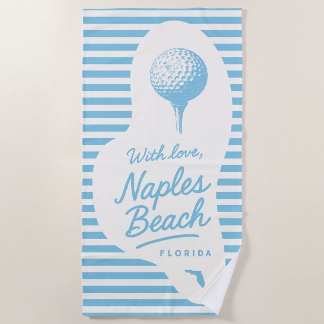 With Love Naples Beach Golf Tee Towel Strandtuch (Vorderseite)