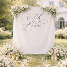 With Love Wedding Photo Backdrop Banner