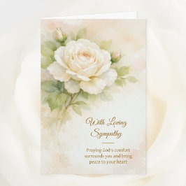 With Loving Sympathy Christian Ivory Floral Karte