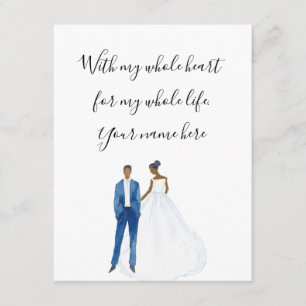 WIth Mein ganzes Herz Illustriert Black Couple Begleitkarte