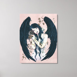 Wither Gothic Angel Decay Pink Wrapped Canvas Leinwanddruck