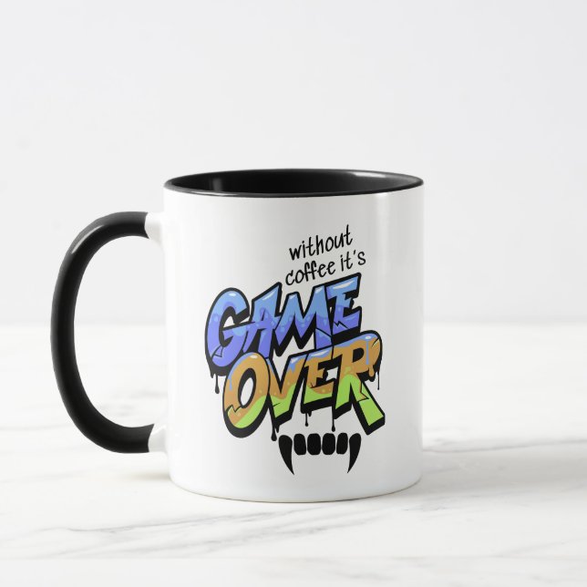 Without Coffee It’s Game Over – Graffiti Style Mug Tasse (Links)