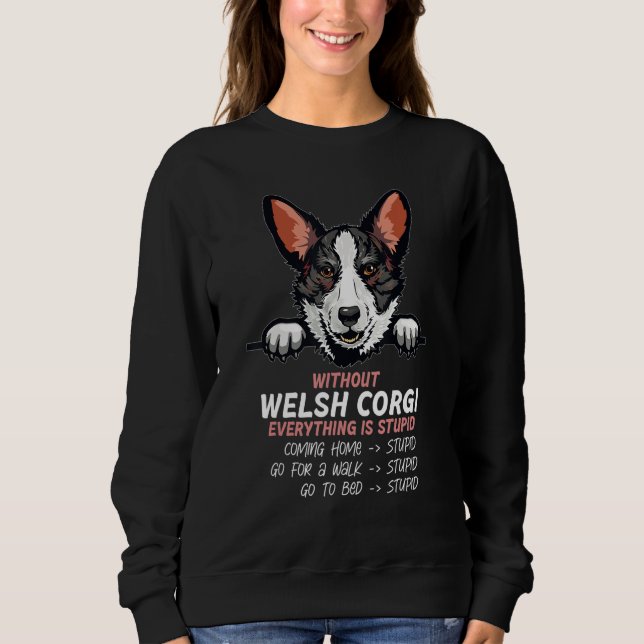without Welsh Corgi dog everything is stupid_3 Sweatshirt (Vorderseite)