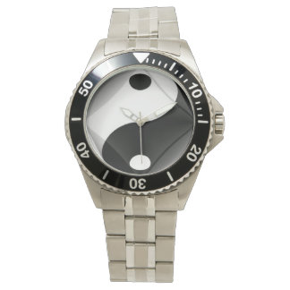 Witte Stalen Yin Yang Horloge van N.A. Armbanduhr