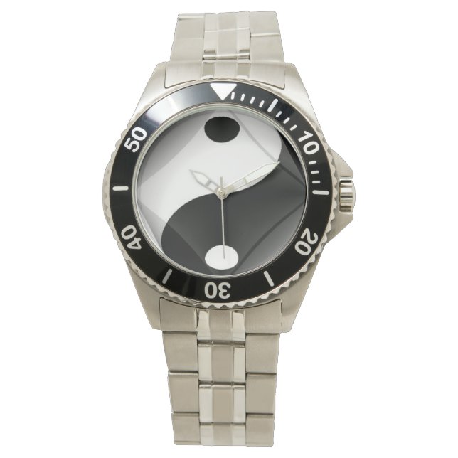 Witte Stalen Yin Yang Horloge van N.A. Armbanduhr (Vorderseite)